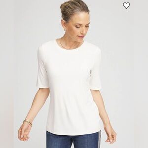 Chico's Cream Fitted 3/4 Sleeve T-Shirt